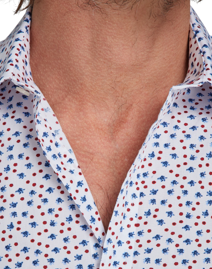 Raging Bull Micro Floral Print Shirt White