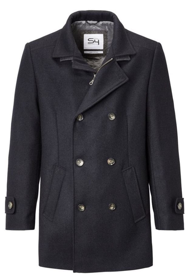S4 X-Tall George Double Breast Wool Coat Navy
