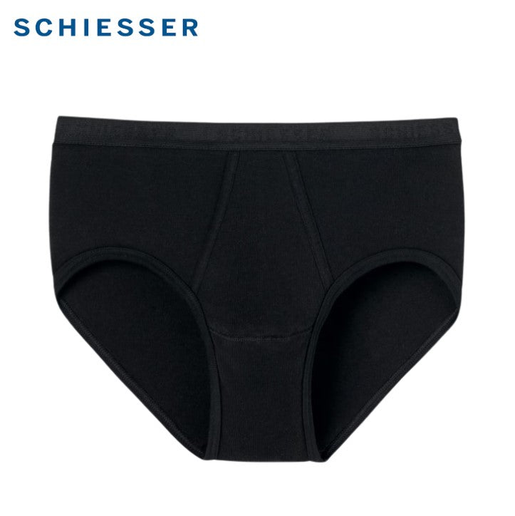 Schiesser Ribbed Sports Black Briefs Black