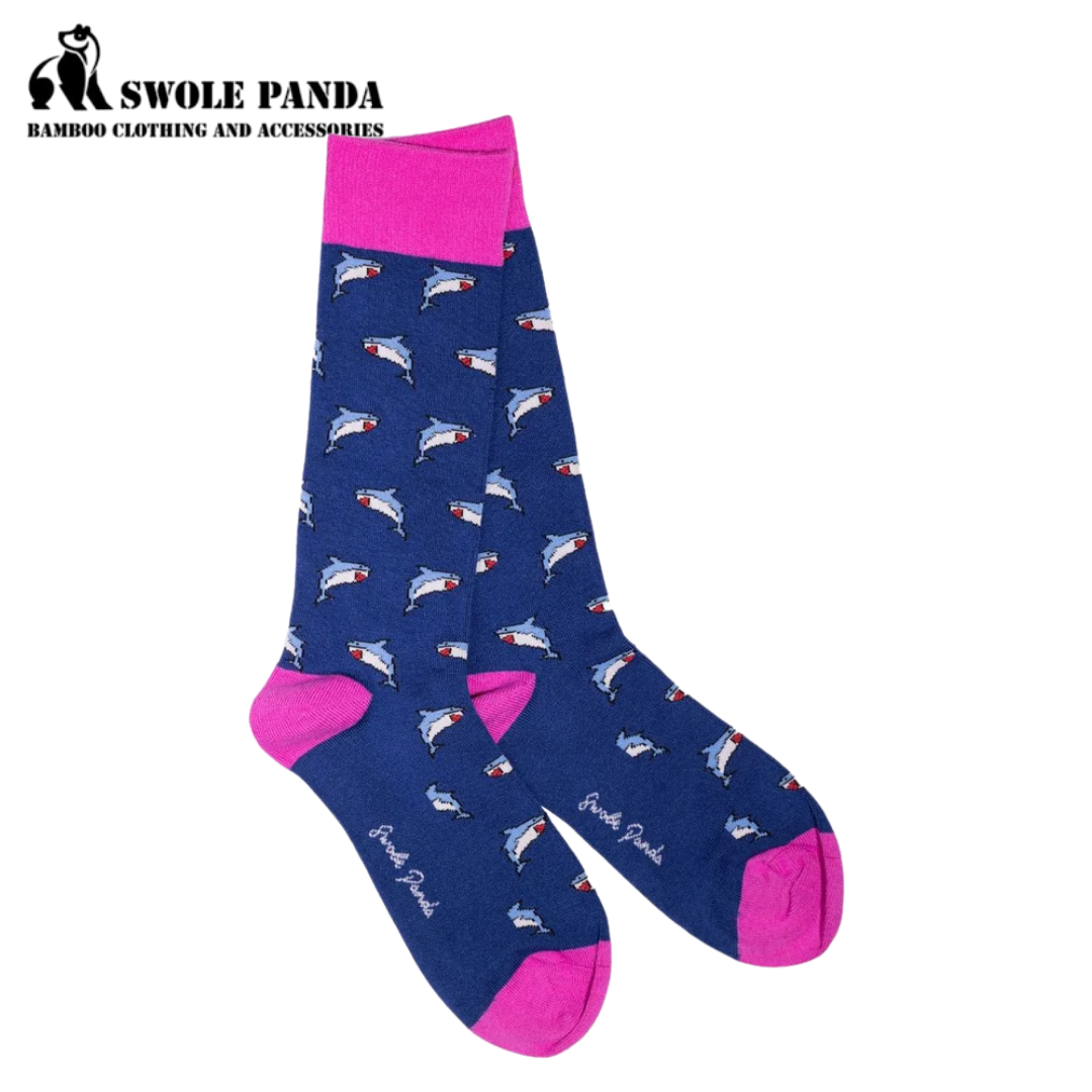 Swole Panda Bamboo Shark Print Socks Blue