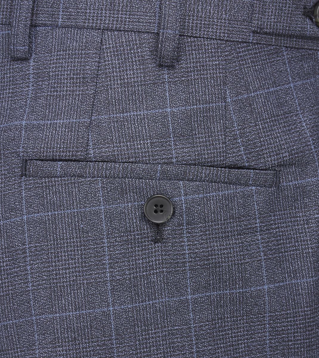 Skopes Anello Blue Check Suit Trousers Blue