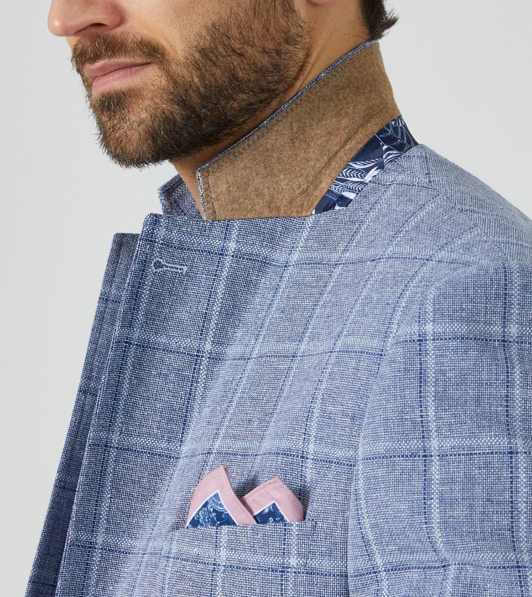 Skopes Lumis Blue Check Sports Jacket Sky Blue