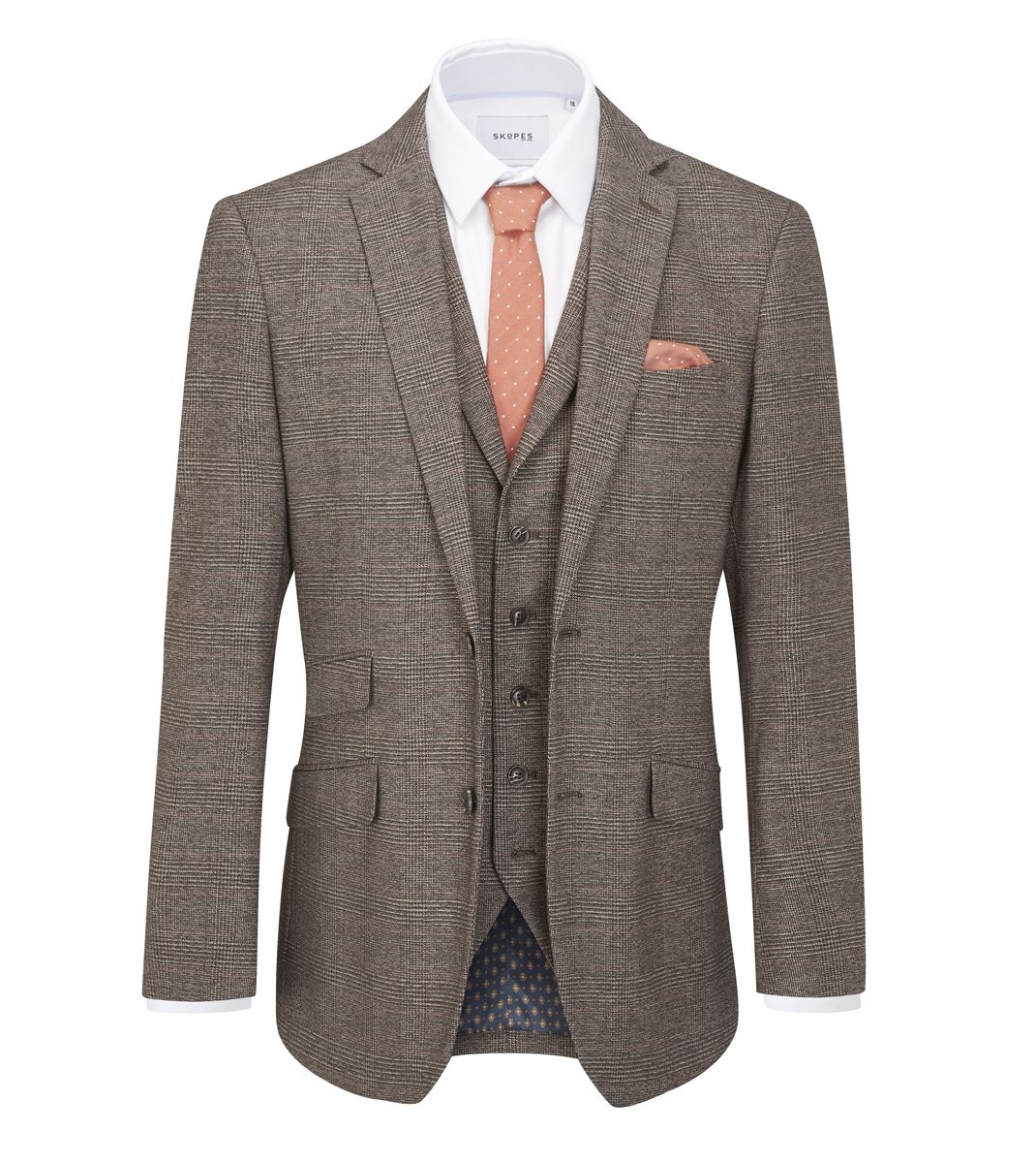 Skopes Oscar Brown Check Suit Jacket Brown