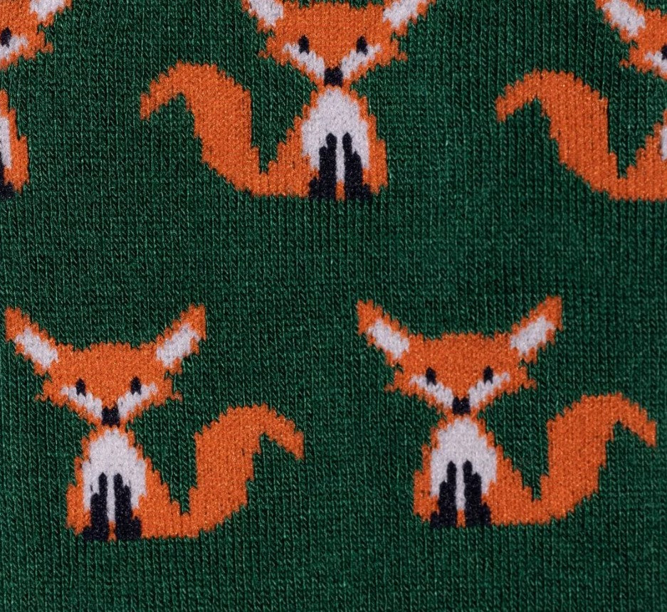 Swole Panda Bamboo Fox Pattern Socks Green