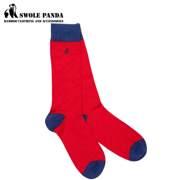 Swole Panda Bamboo Red Spotted Socks Red
