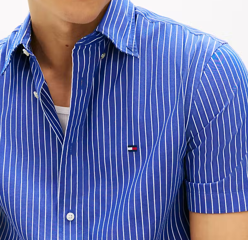 Tommy Hilfiger Poplin Stripe Blue Shirt Blue