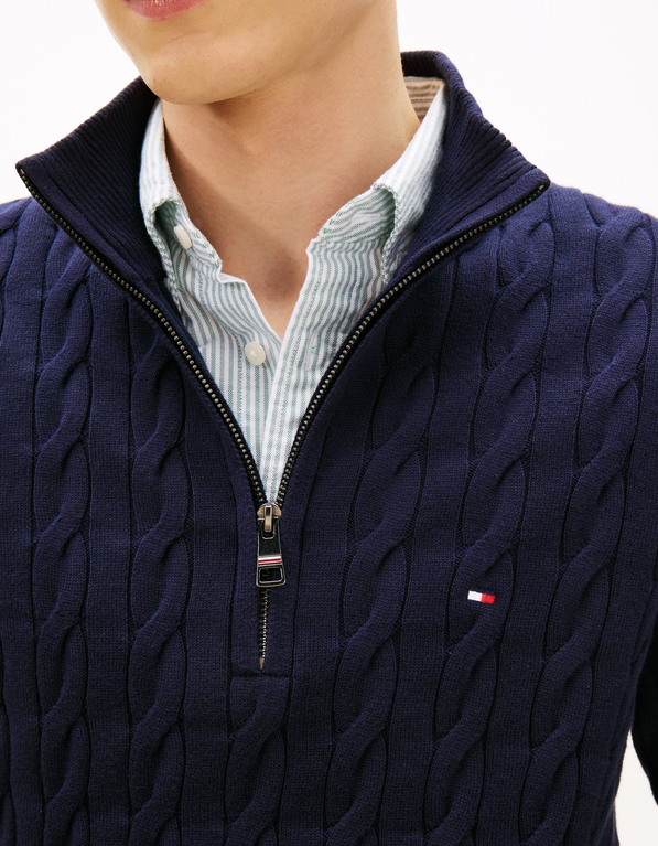 Tommy Hilfiger Cable Knit Half Zip Navy Navy