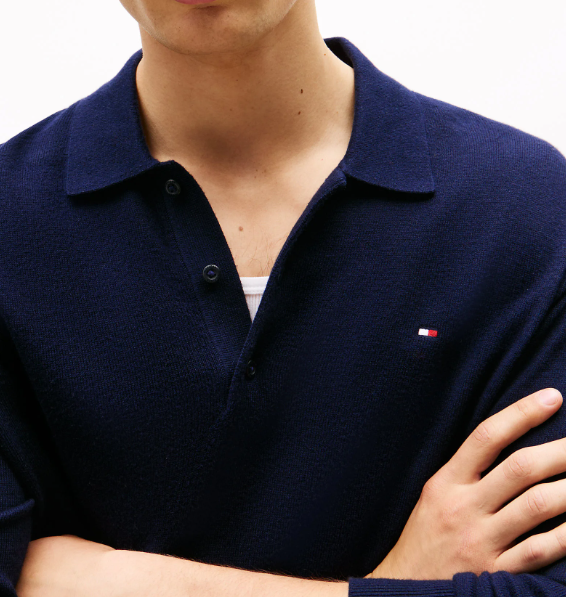 Tommy Hilfiger Cashmere Long Sleeve Polo Navy