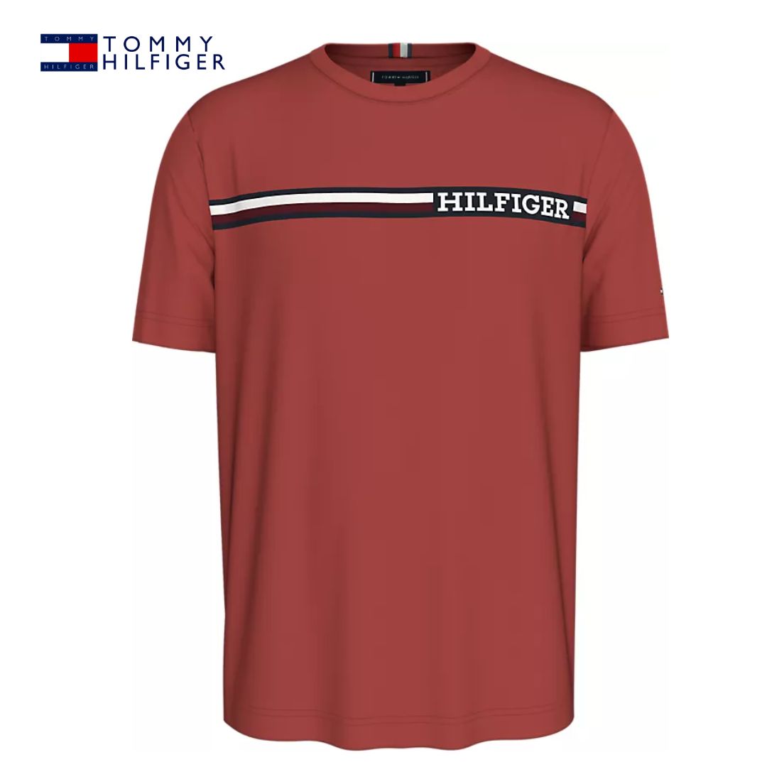 Tommy Hilfiger Chest Stripe Red Tee Red