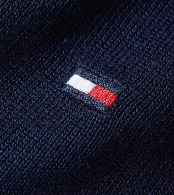 Tommy Hilfiger Round Navy Cotton Knit Navy