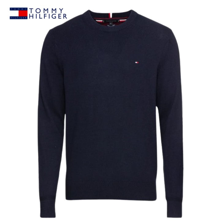 Tommy Hilfiger Round Navy Cotton Knit Navy