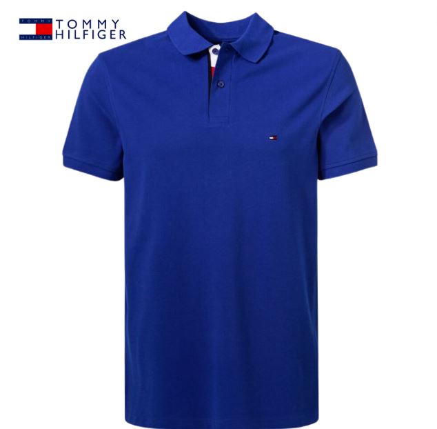 Tommy Hilfiger Flag Placket Blue Polo Blue