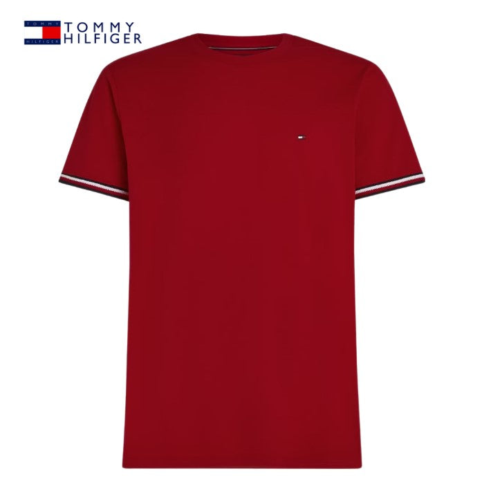 Tommy Hilfiger Global Stripe Cuff Tee Red