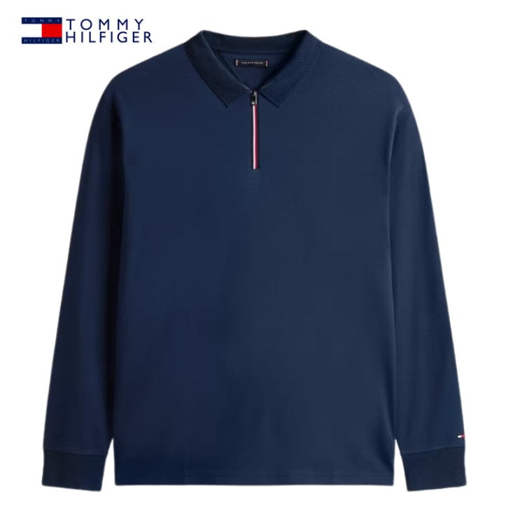 Tommy Hilfiger Long Sleeve Zip Navy Polo Navy
