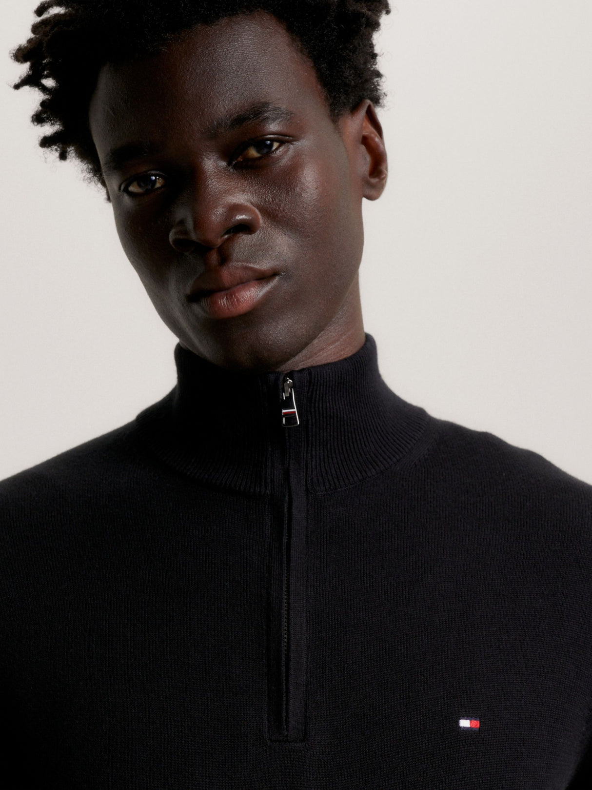 Tommy Hilfiger Quarter Zip Black Knit Black