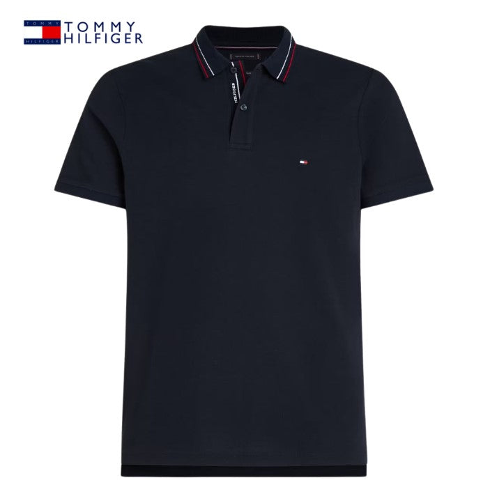 Tommy Hilfiger Placket Logo Polo Shirt Navy