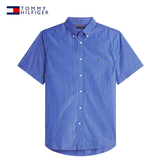 Tommy Hilfiger Poplin Stripe Blue Shirt Blue