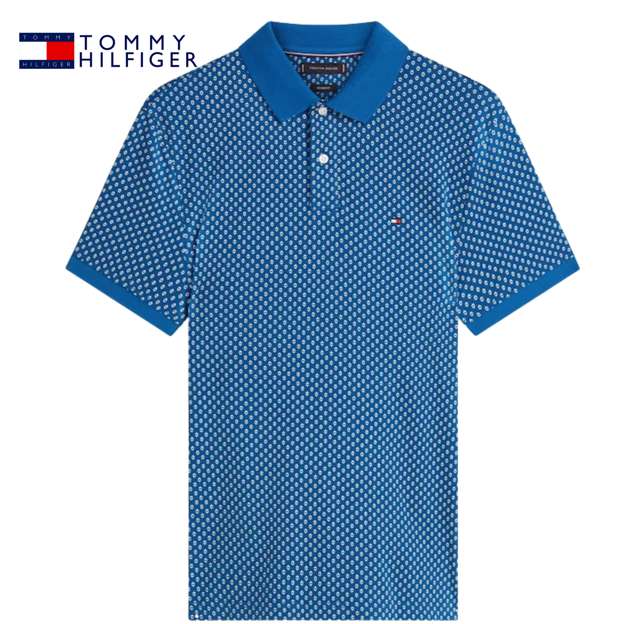 Tommy Hilfiger Interlock Print Blue Polo Blue