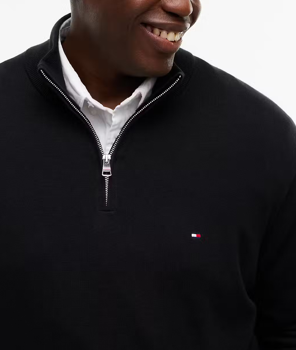 Tommy Hilfiger 1/4 Zip Cashmere Knit Black