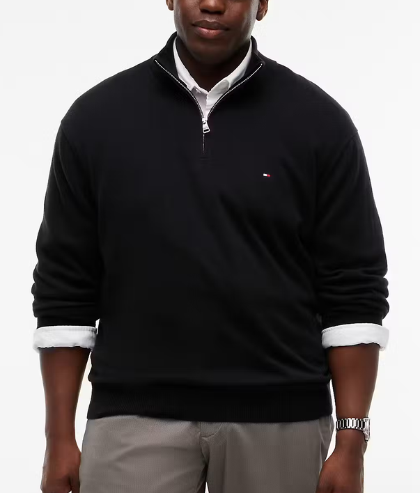 Tommy Hilfiger 1/4 Zip Cashmere Knit Black