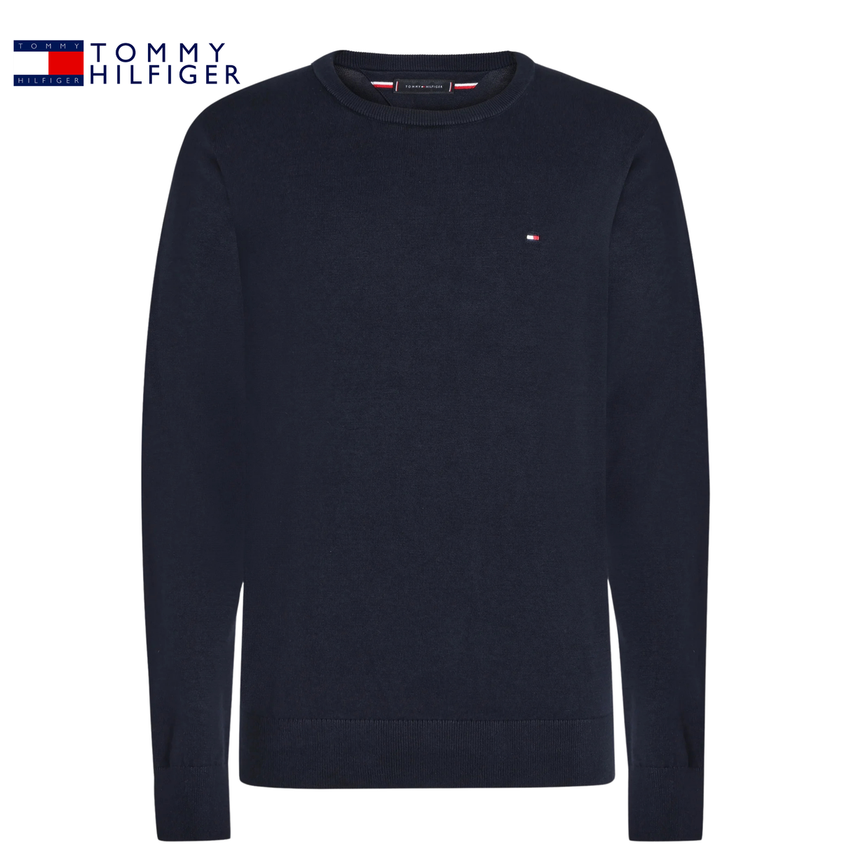 Tommy Hilfiger Round Navy Cotton Knit Navy