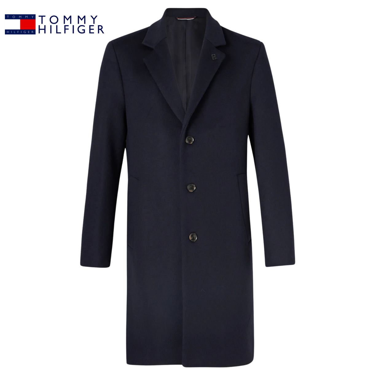 Tommy Hilfiger Wool Mix Button Coat Navy