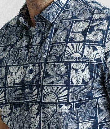 Weird Fish Faraway Printed Estate Shirt Blue