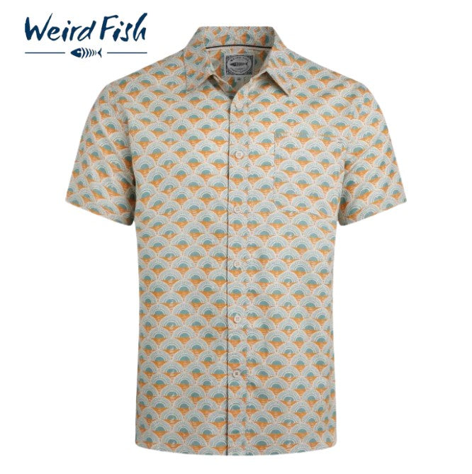 Weird Fish Faraway Caramel Print Shirt Green