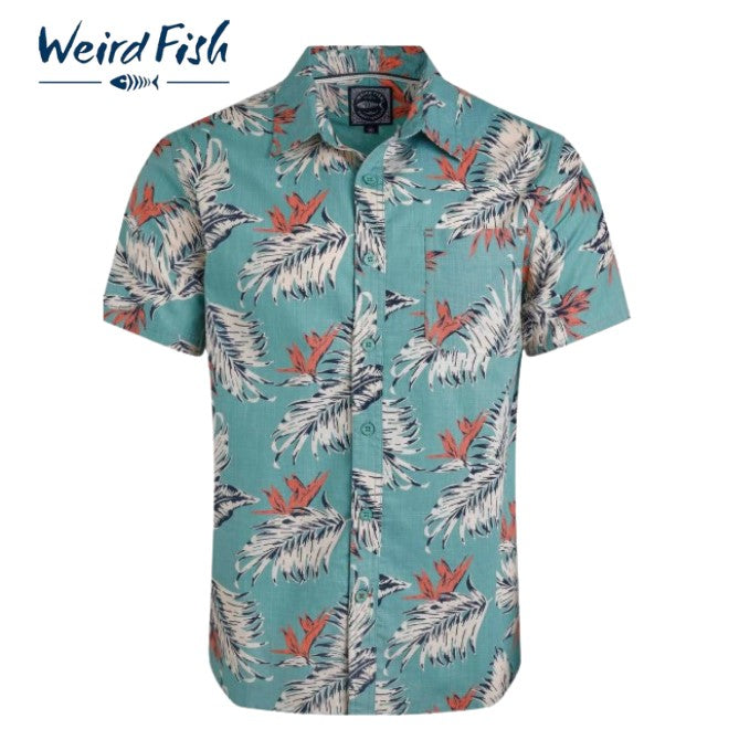 Weird Fish Farway Floral Mineral Shirt Blue