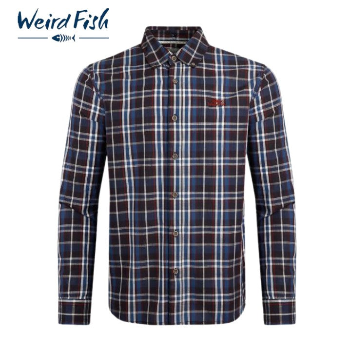Weird Fish Fresno Navy & Red Check Shirt Navy