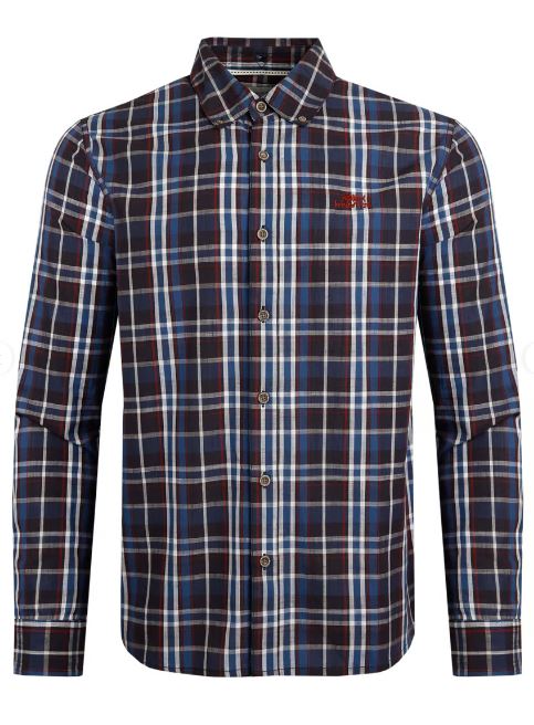 Weird Fish Fresno Navy & Red Check Shirt Navy