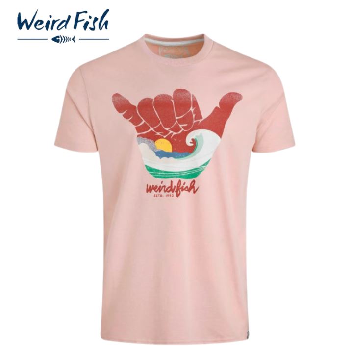 Weird Fish Hanng Loose Logo T-Shirt Pink