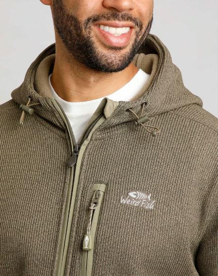 Weird Fish Lockie Khaki Full Zip Hoodie Green
