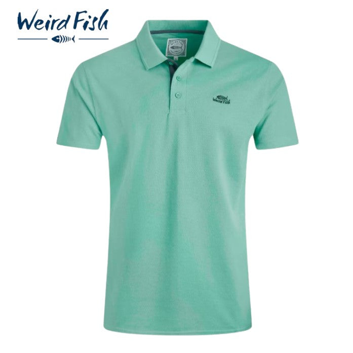 Weird Fish Miles Pique Aqua Polo Shirt Blue