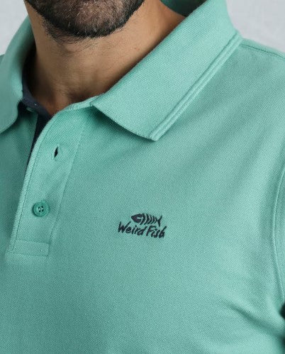 Weird Fish Miles Pique Aqua Polo Shirt Blue