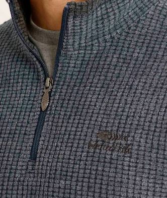 Weird Fish 1/4 Zip Newark Grid Fleece Navy