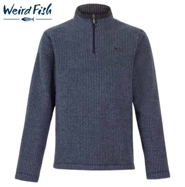 Weird Fish 1/4 Zip Newark Grid Fleece Navy