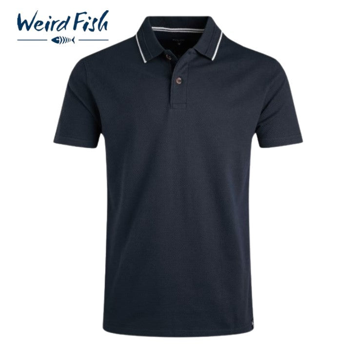 Weird Fish Powell Textured Polo Shirt Navy