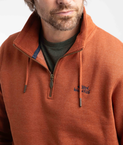 Weird Fish Brampton 1/4 Zip Maple Sweate Orange