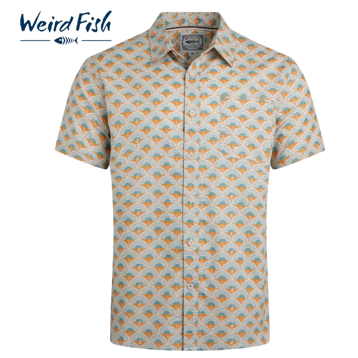 Weird Fish Faraway Caramel Print Shirt Green