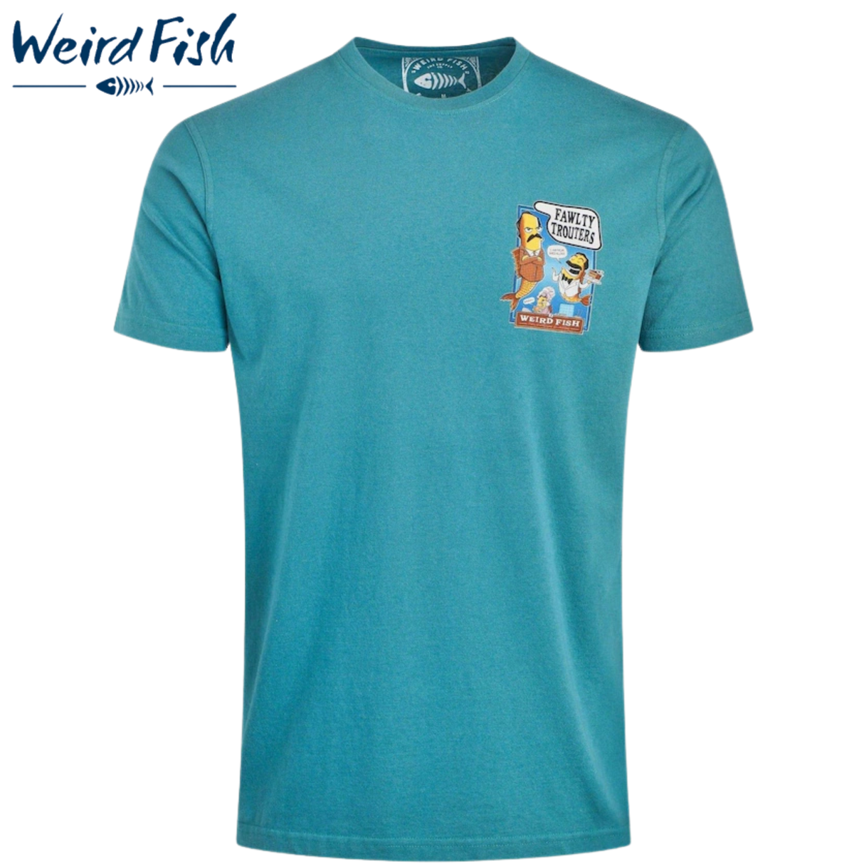 Weird Fish Fawlty Trouters Teal T-Shirt Green