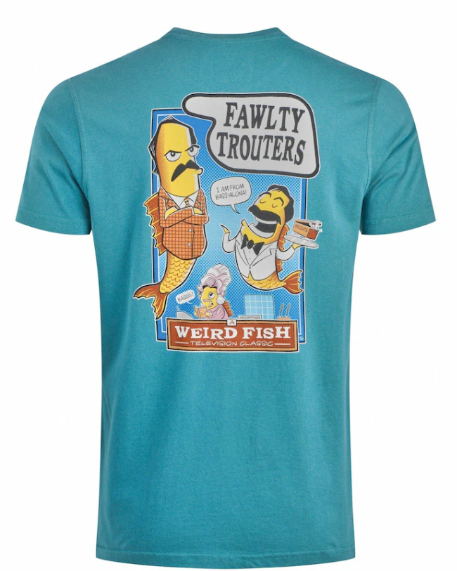 Weird Fish Fawlty Trouters Teal T-Shirt Green