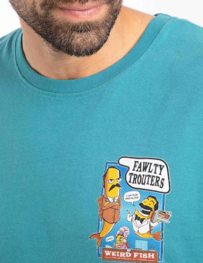 Weird Fish Fawlty Trouters Teal T-Shirt Green