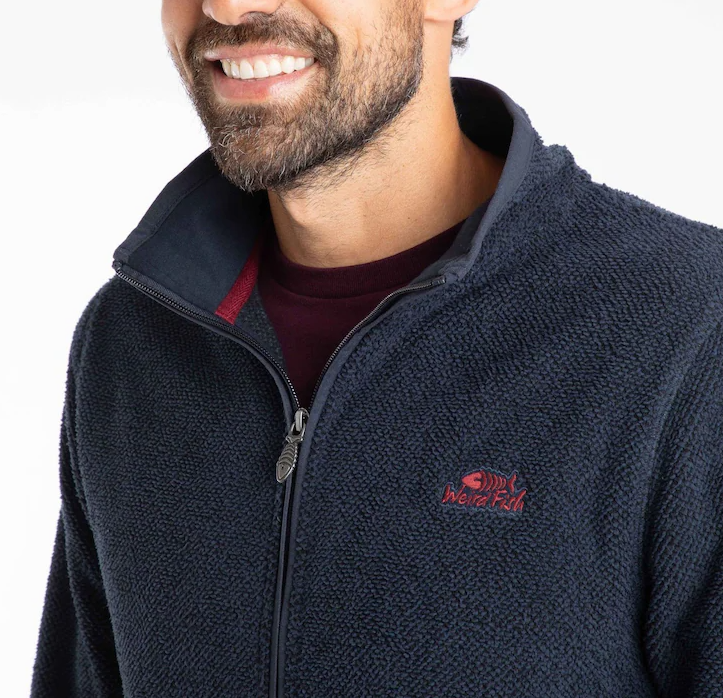 Weird Fish Merrill Full Zip Navy Fleece Navy