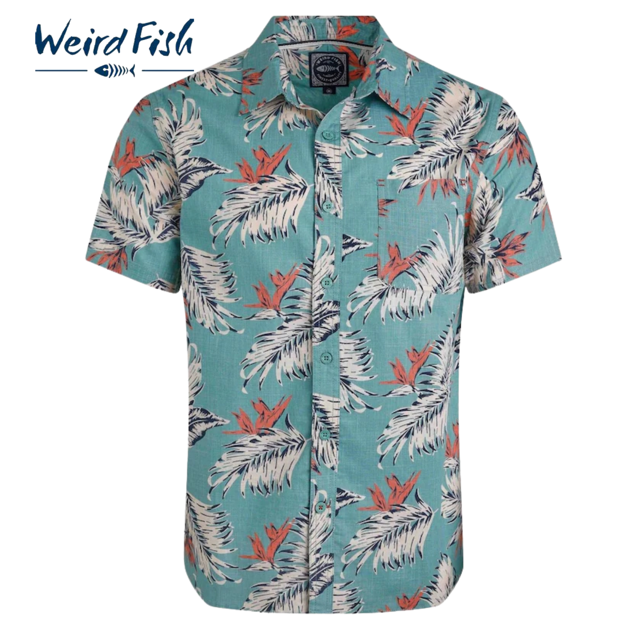 Weird Fish Farway Floral Mineral Shirt Blue