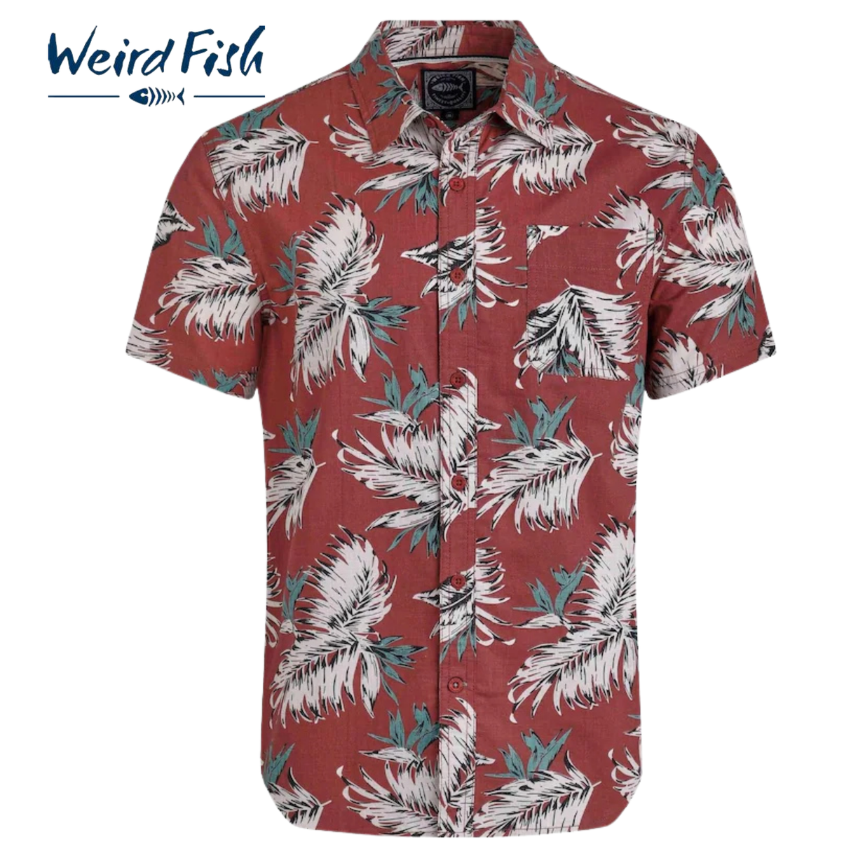 Weird Fish Faraway Print Paprika Shirt Red