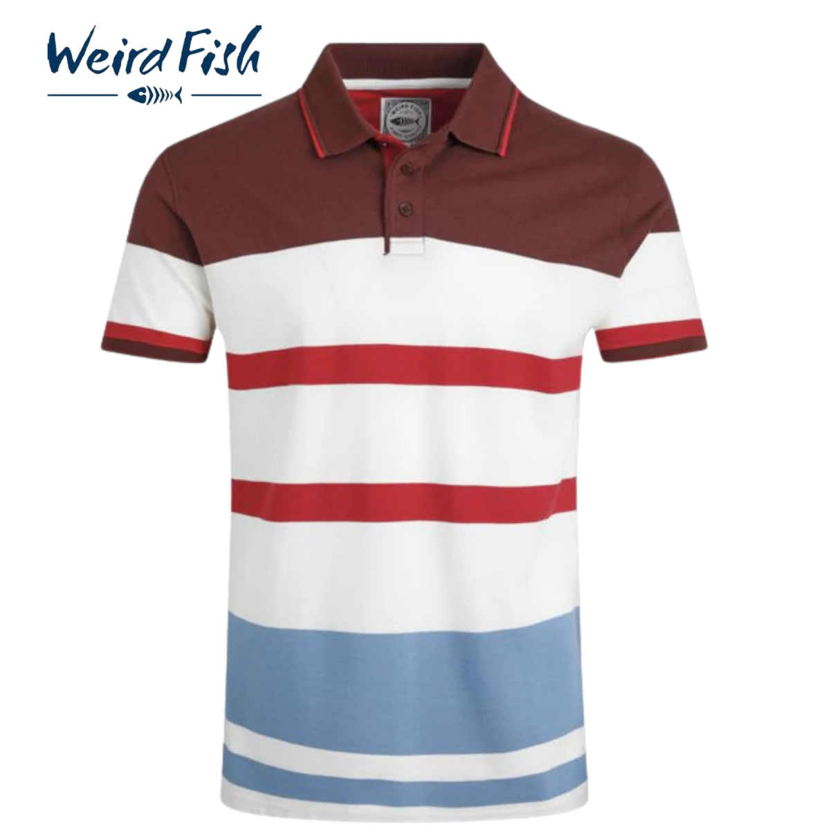 Weird Fish Sunbury Pinot Stripe Polo Red