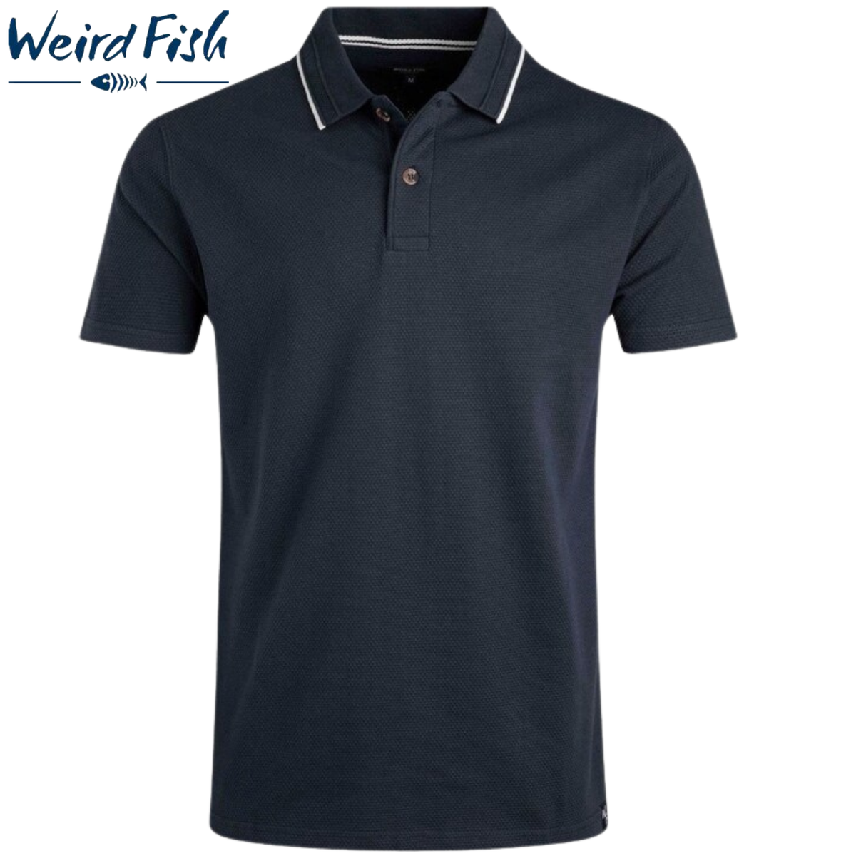Weird Fish Powell Textured Polo Shirt Navy
