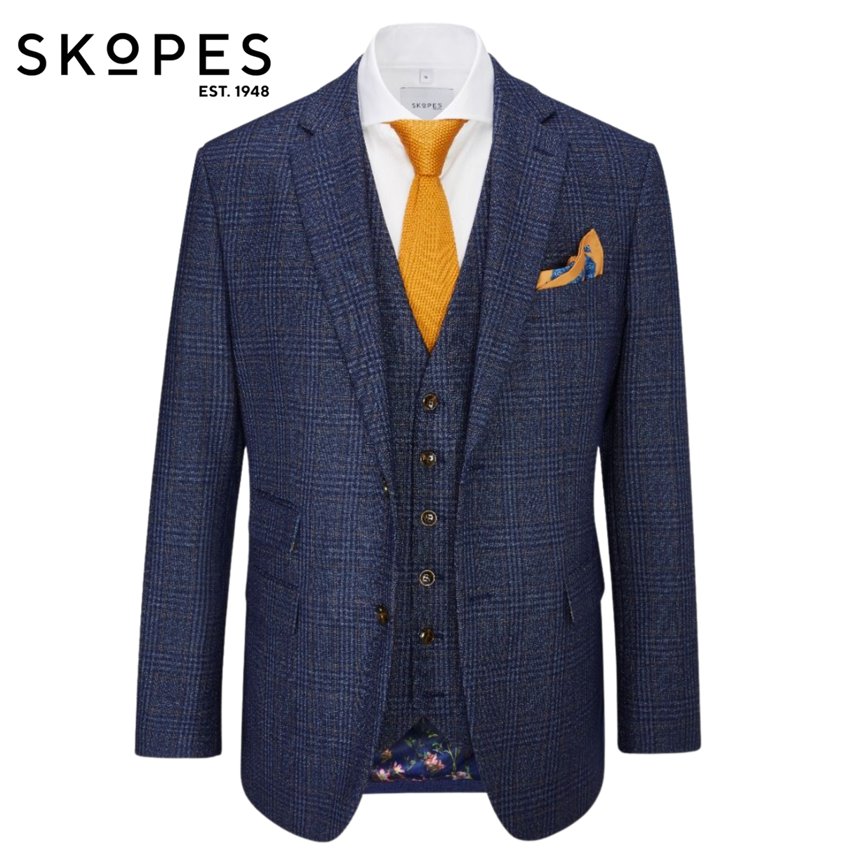 Skopes Woolf Navy Check Jacket Navy