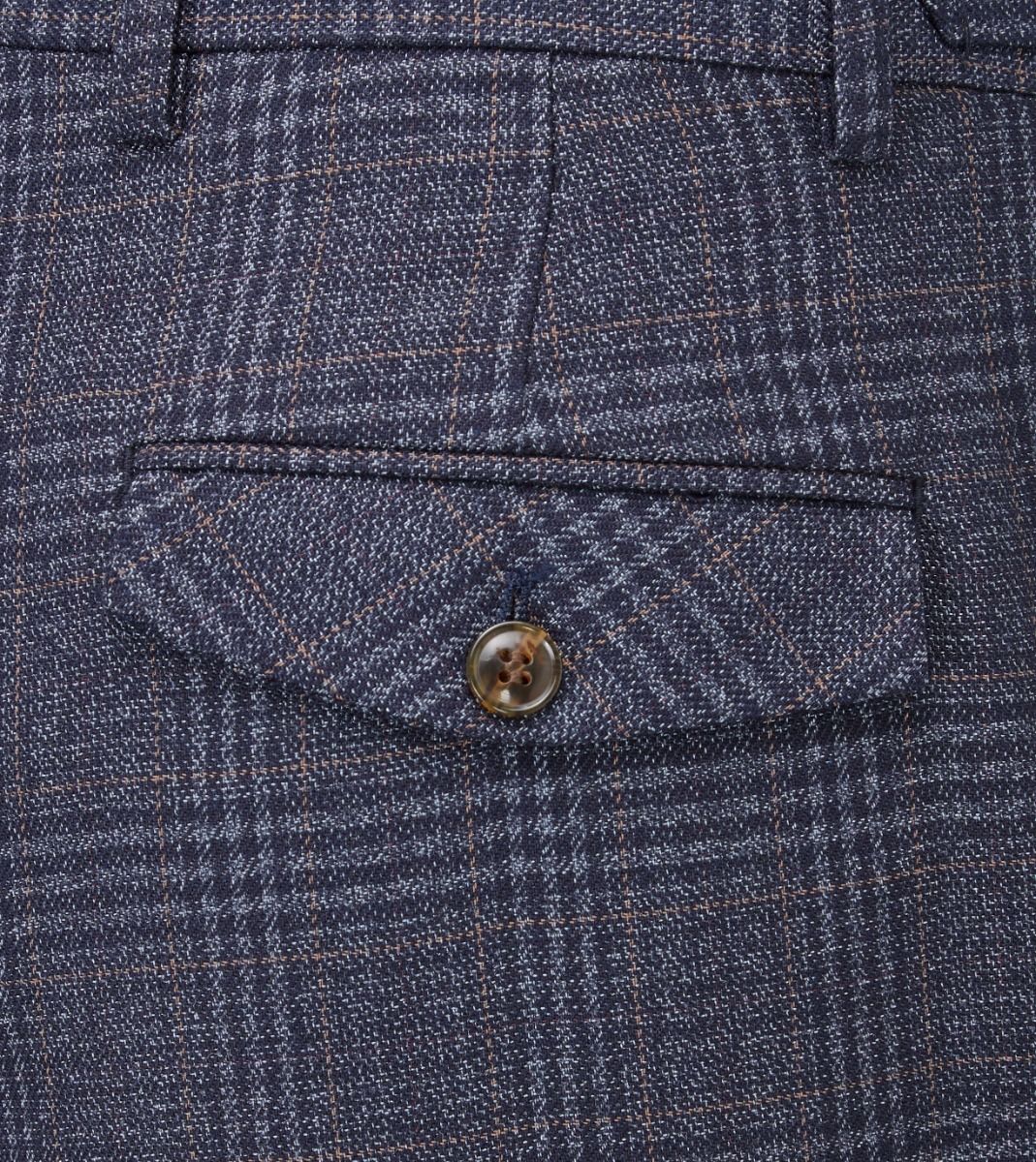 Skopes Woolf Navy Check Suit Trousers Navy